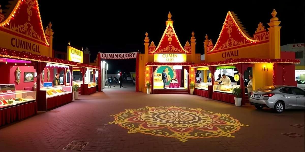 Cumin Glory - Diwali Celebration Event Cumin Glory Diwali event showing decorated marketplaces with lights and rangoli